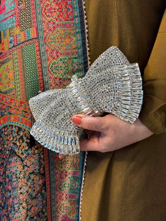 Silver Crystal Clutch