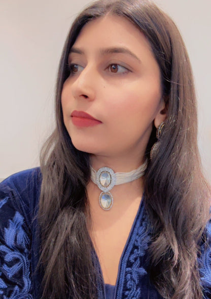 Choker White Kundan Set