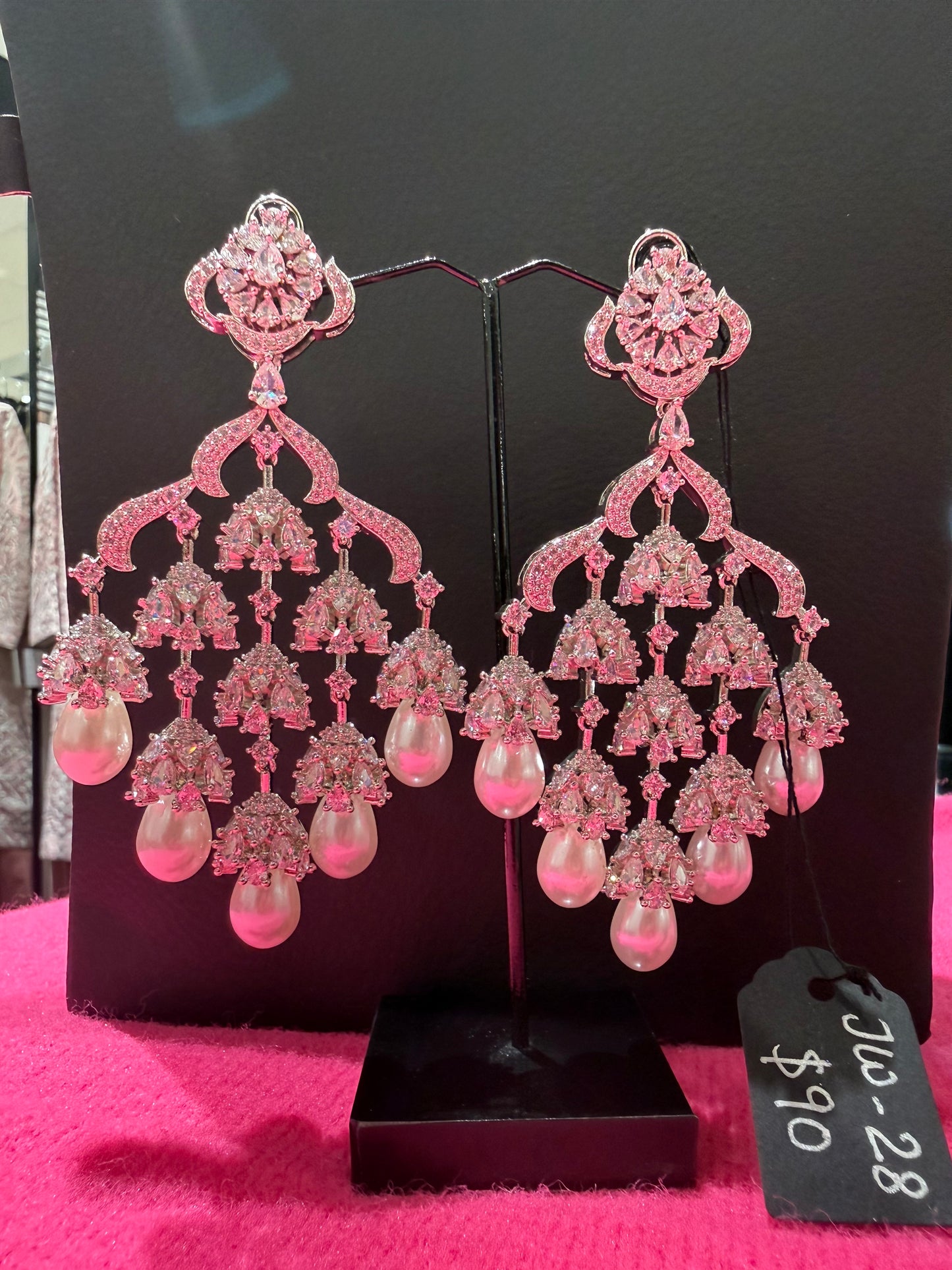 Pearl Drop Crystal Chandelier Earrings