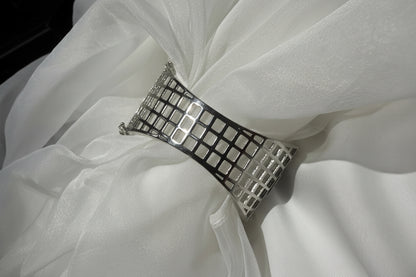Silver Crystal Floral Baguette Bangle