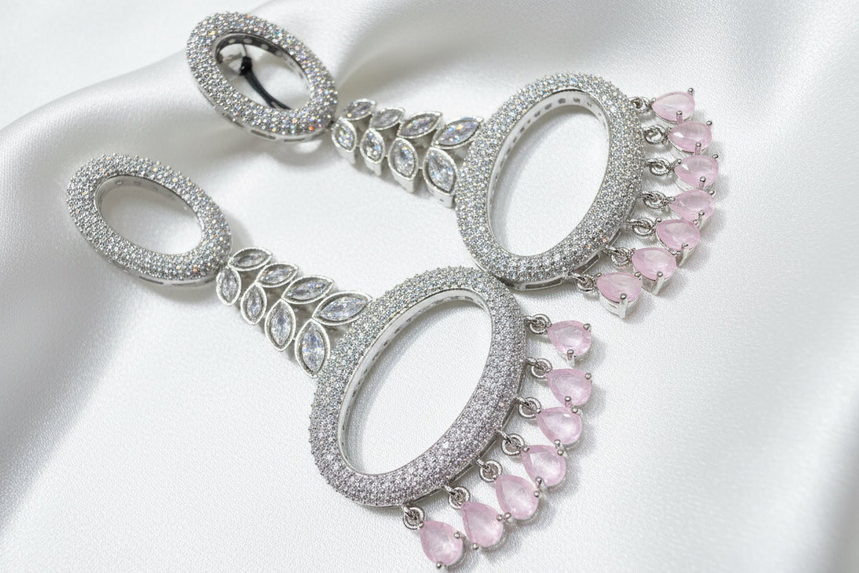 Blush Crystal Oval Drop Earrings