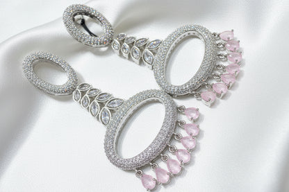 Blush Crystal Oval Drop Earrings