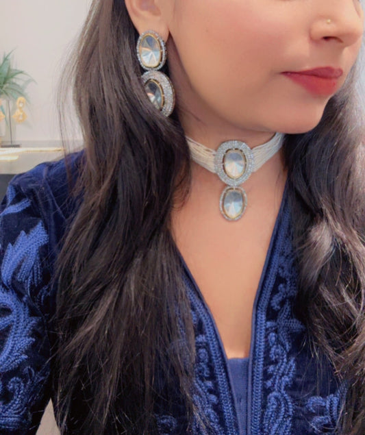 Choker White Kundan Set