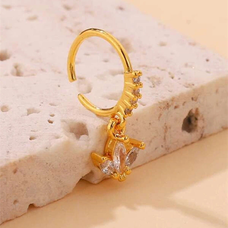 Hollow Cubic Zirconia Pendant Nose Ring