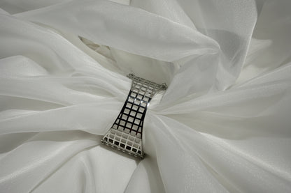 Silver Crystal Floral Cuff Bracelet