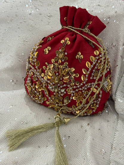 Royal Red Embellished Potli Bag
