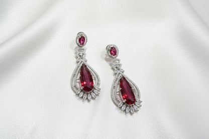Ruby Crystal Teardrop Statement Earrings