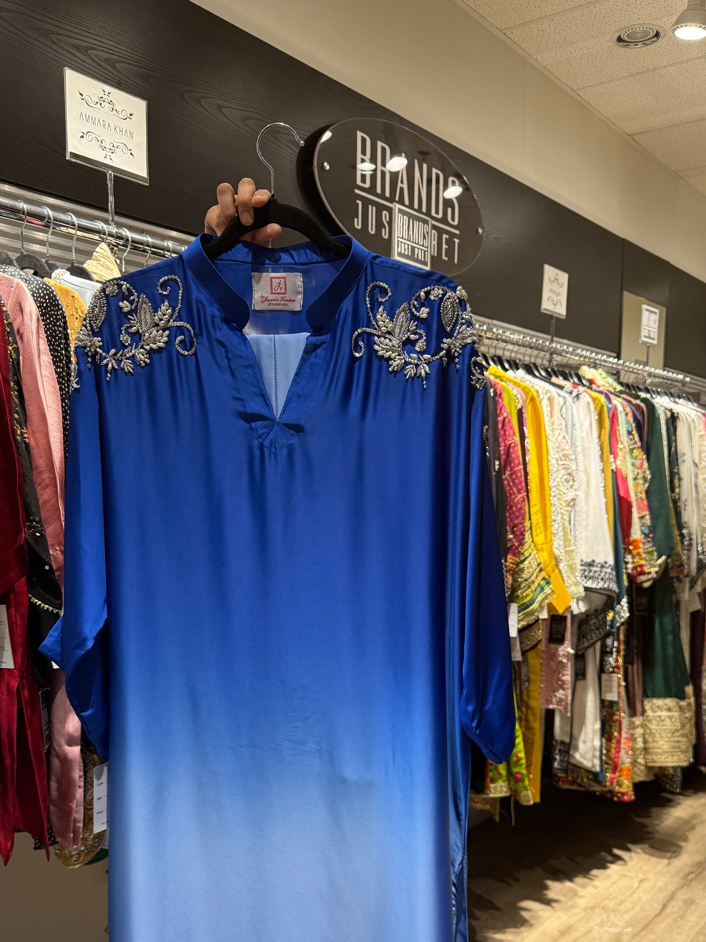 Elegant Ombre Blue Embellished Cord Set