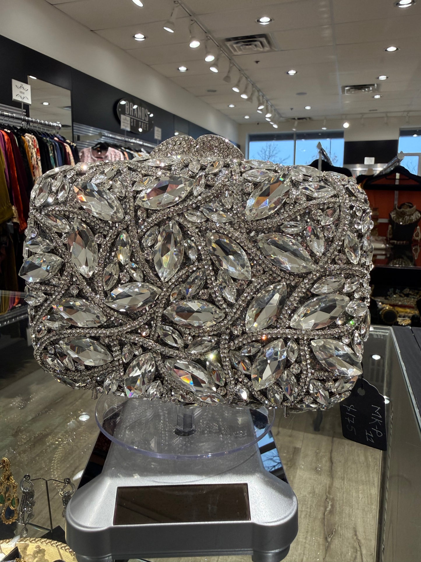 Silver Crystal Clutch