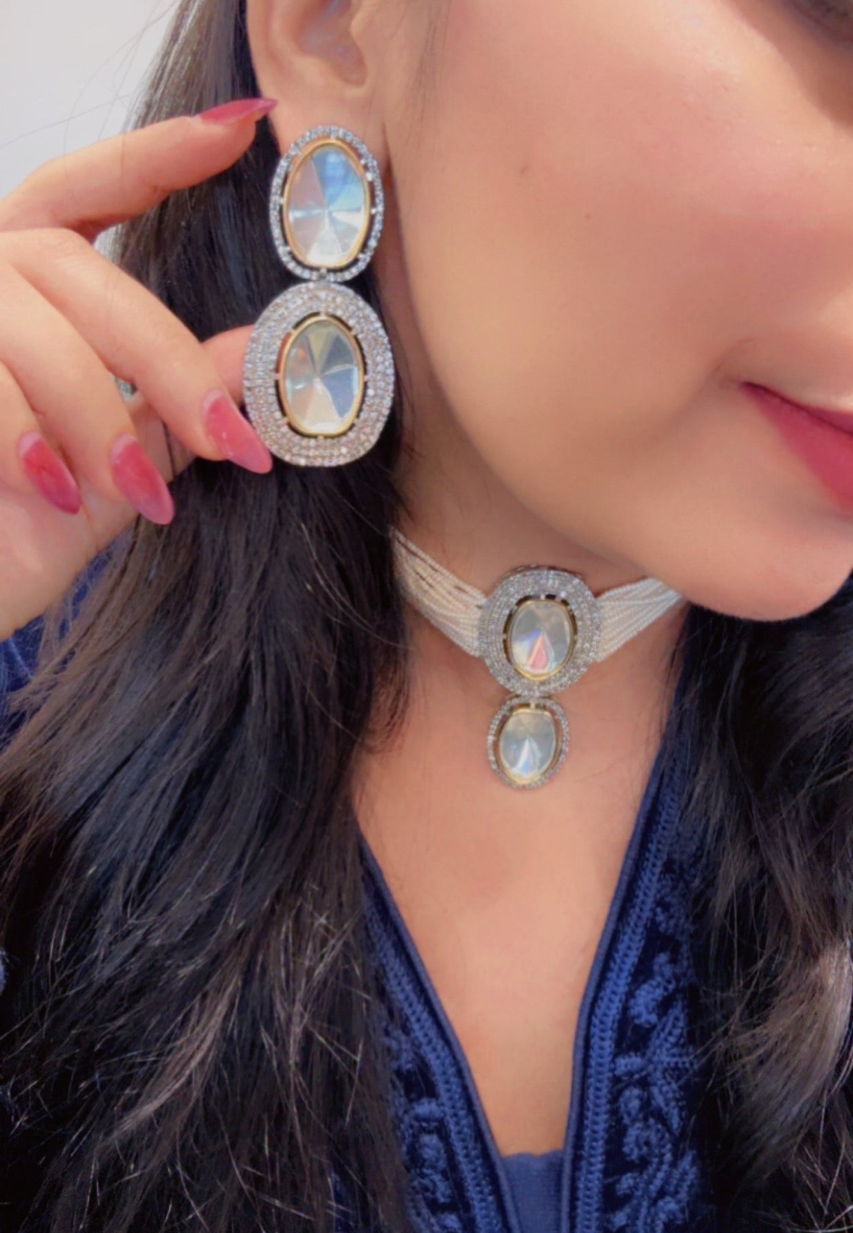 Choker White Kundan Set