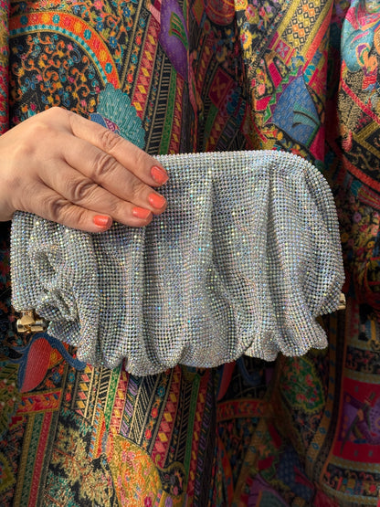 Silver Sparkle Crystal Clutch