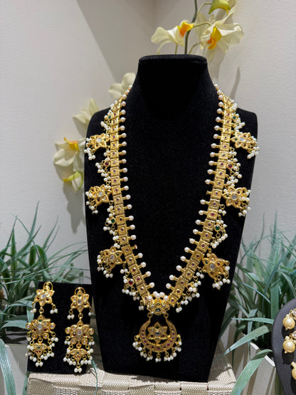 Royal Kundan Pearl Long Necklace Set