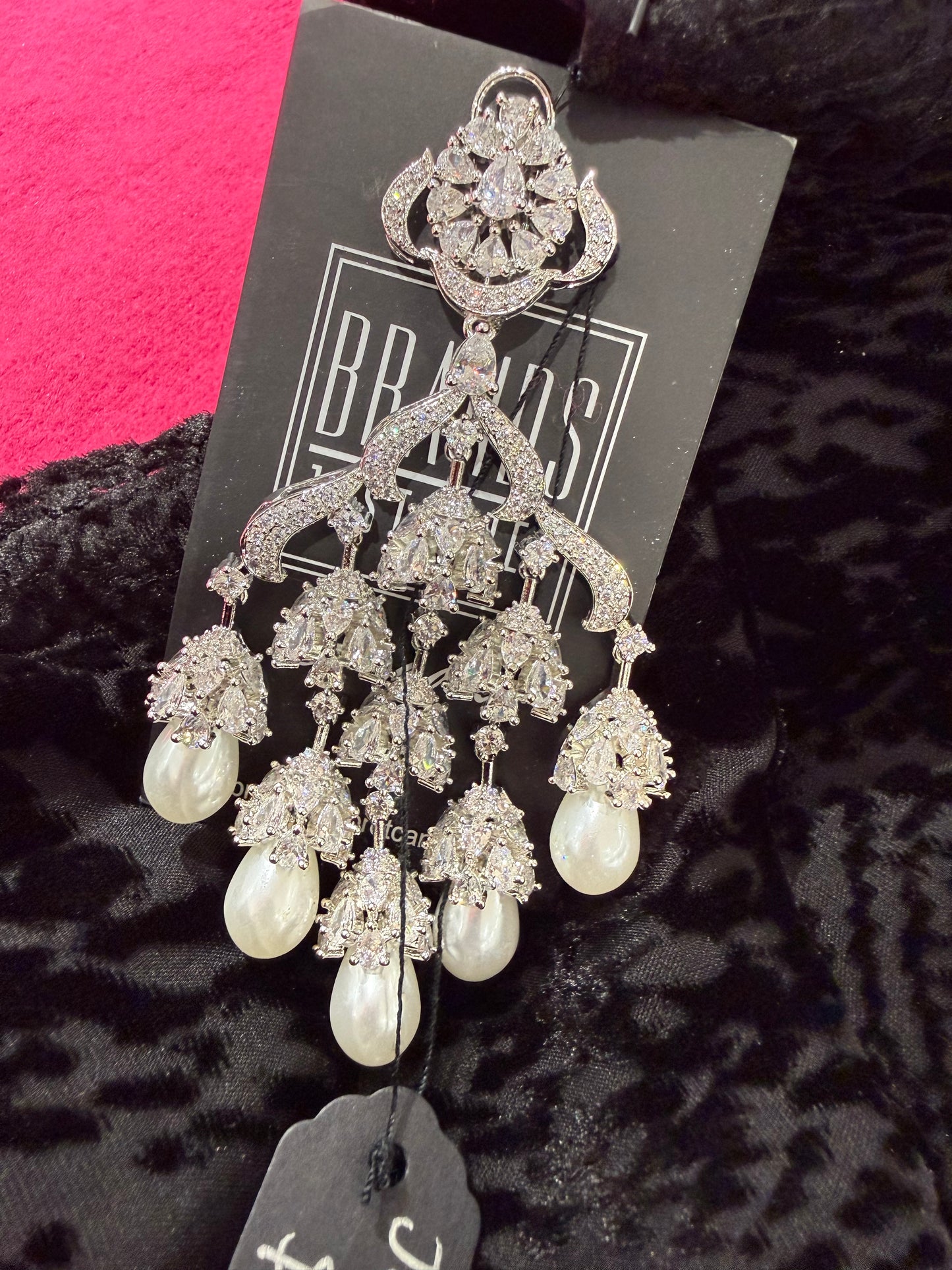 Pearl Drop Crystal Chandelier Earrings