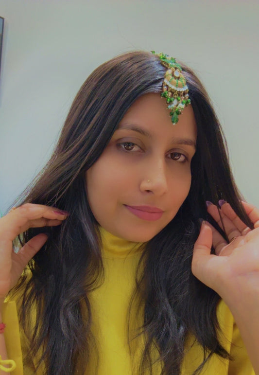 Regal Charm Green Tikka and Jhumka Set