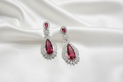 Ruby Crystal Teardrop Statement Earrings