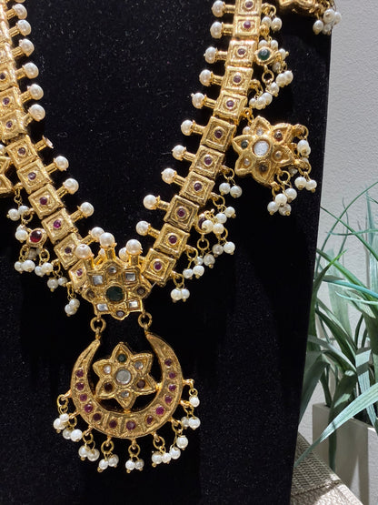 Royal Kundan Pearl Long Necklace Set