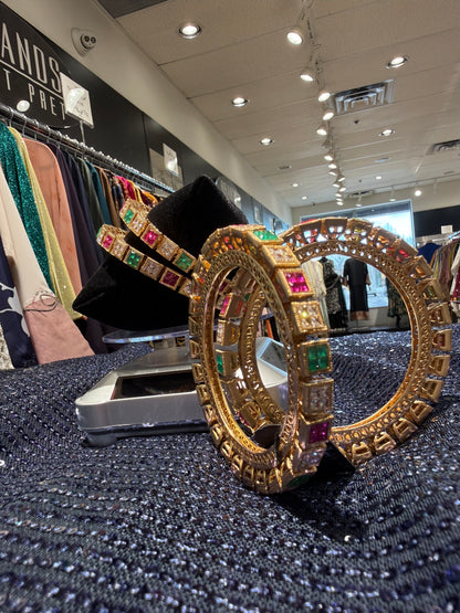 Elegant Gold-Tone Kundan Bangles – Multi-Stone Beauty