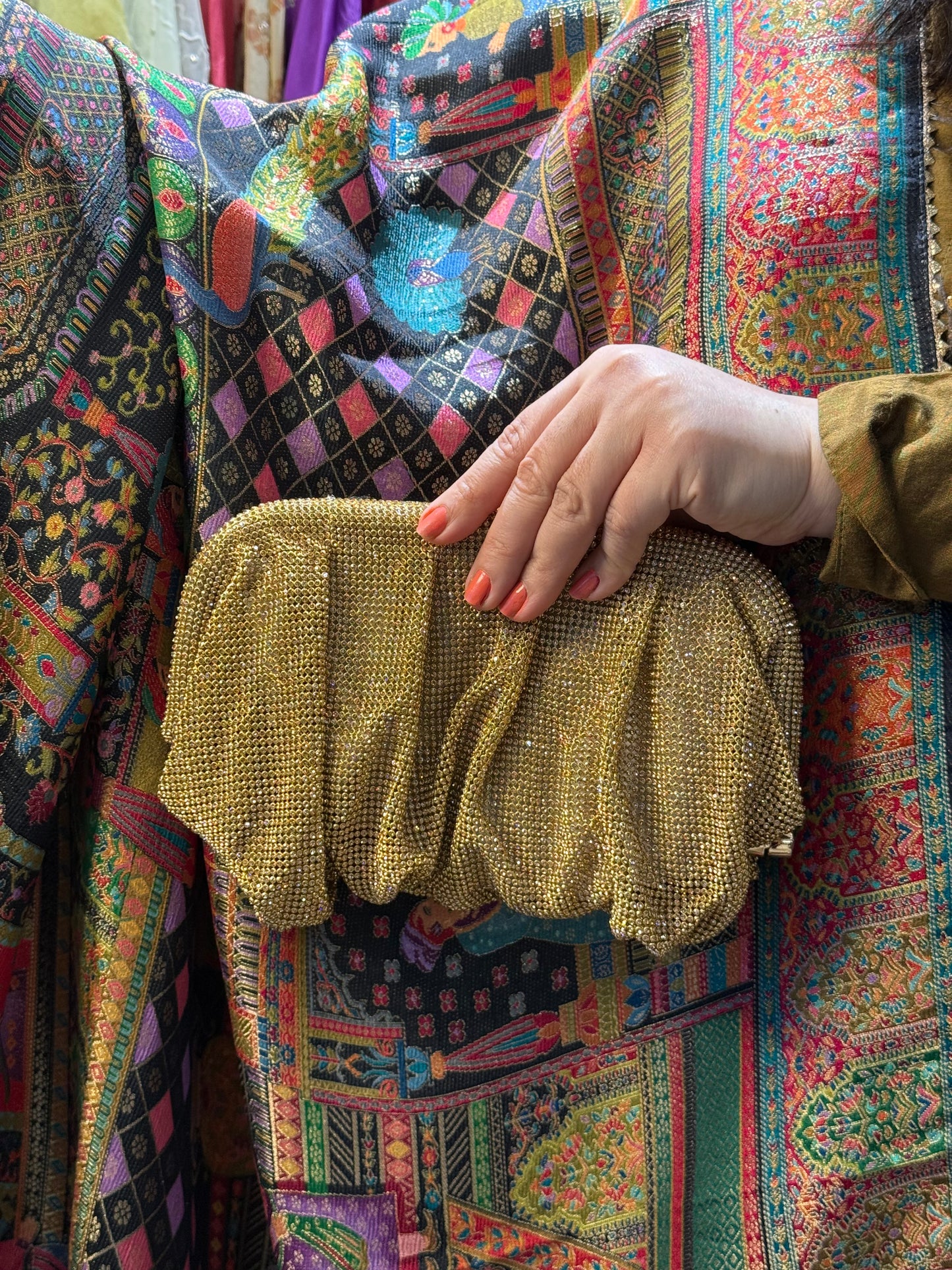 Golden Sparkle Crystal Clutch