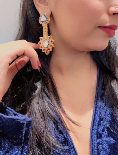 Pink Kundan leaf style