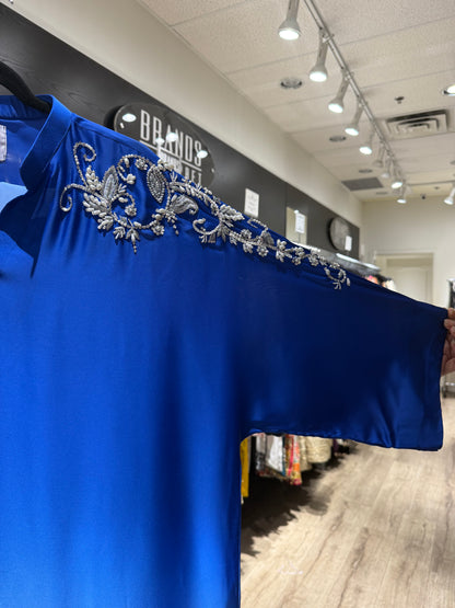 Elegant Ombre Blue Embellished Cord Set