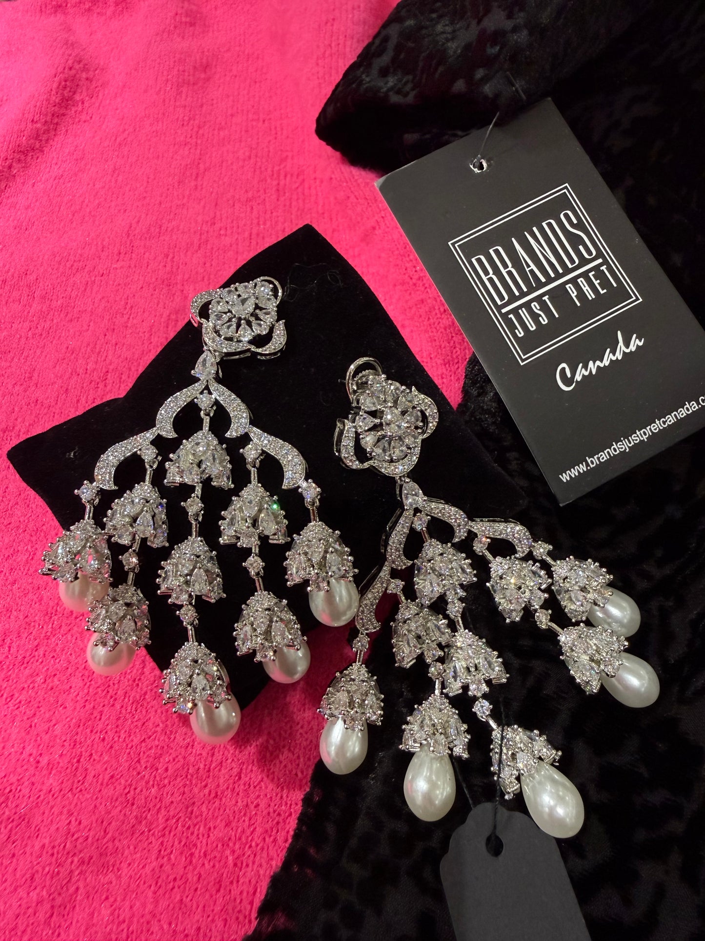 Pearl Drop Crystal Chandelier Earrings