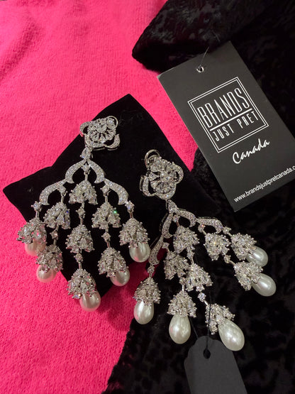 Pearl Drop Crystal Chandelier Earrings
