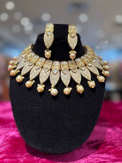 Radiant Gold-Tone Kundan Set with Pearls