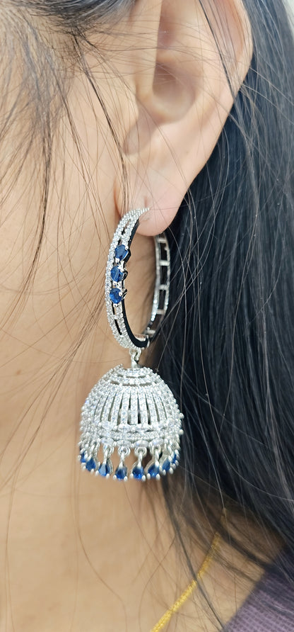 Silver Sapphire Jhumka