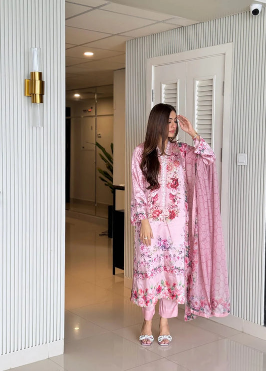 Pink Satin Silk Outfit