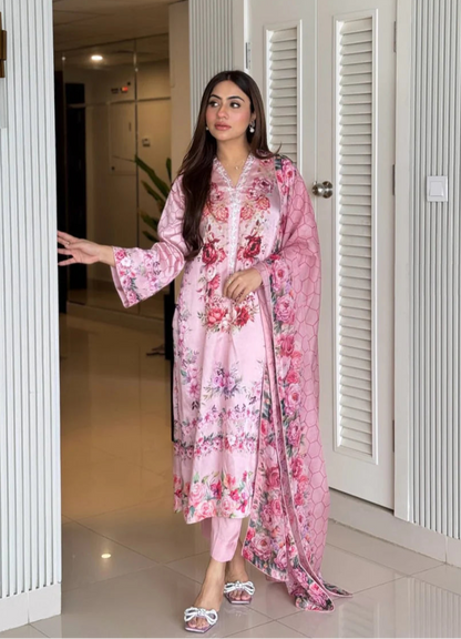 Pink Satin Silk Outfit