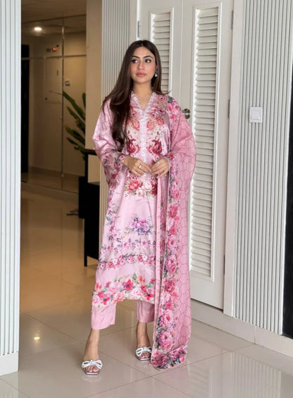 Pink Satin Silk Outfit