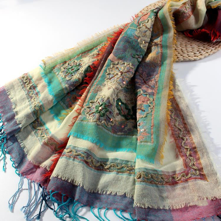 Women's Fashion Personality And Creativity Embroidered Scarf