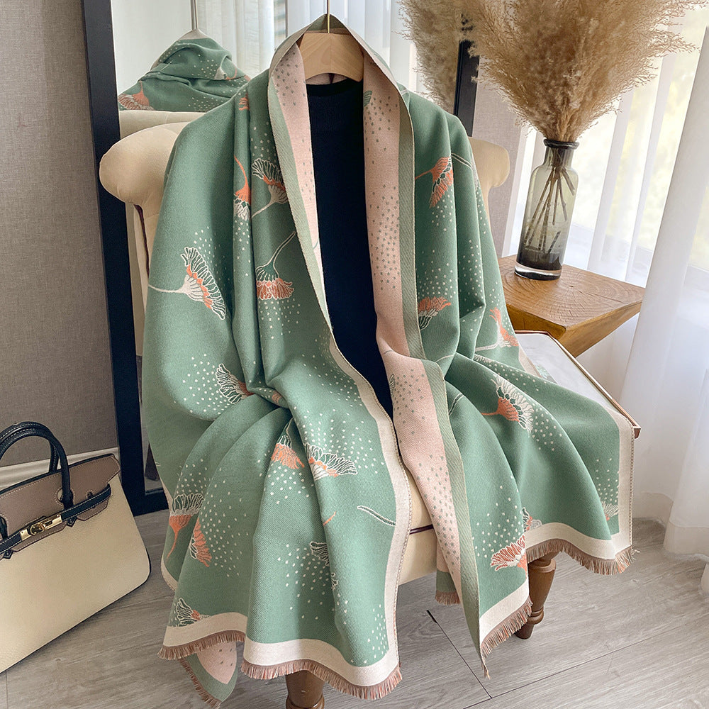 Cashmere-like Thick Warm Tassel Decorative Scarf