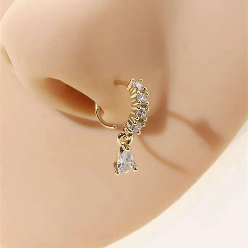 Hollow Cubic Zirconia Pendant Nose Ring