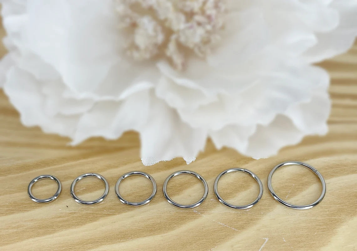 316l Silver Surgical Steel Hinged Nose Rings Hoop 20G 18G 16G 14G 12G 10G 8G 6G, Diameter 6mm to 22mm