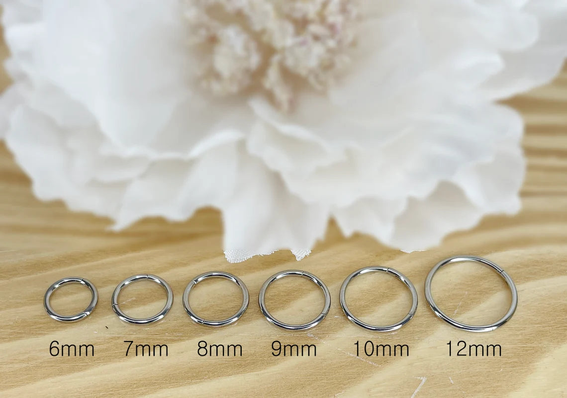 316l Silver Surgical Steel Hinged Nose Rings Hoop 20G 18G 16G 14G 12G 10G 8G 6G, Diameter 6mm to 22mm