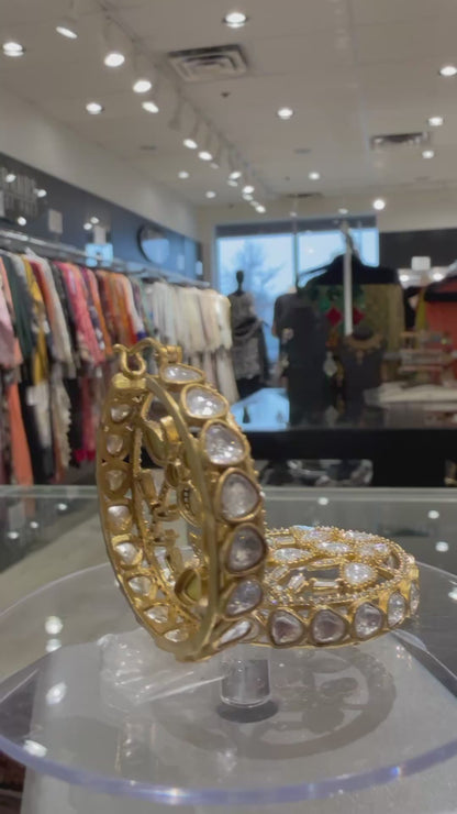 Radiant Kundan Golden-Silver Hoops