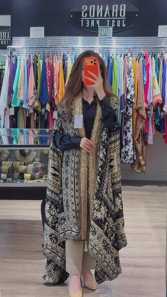 Black Digital Silk Cape