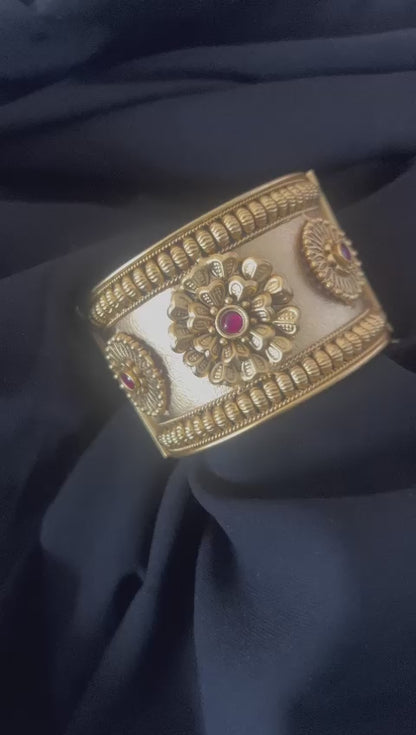 Gold Ruby Art Work Bracelet