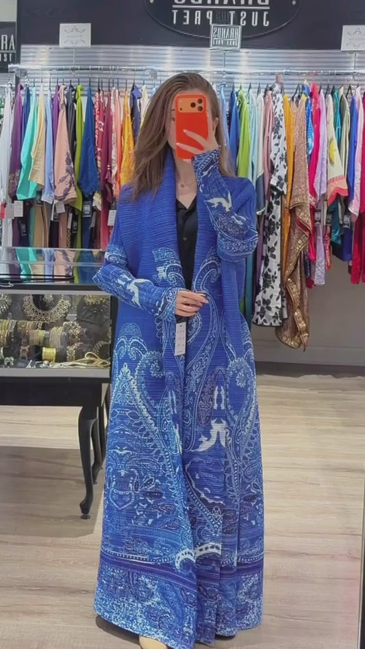 Blue White Pleated Shrug
