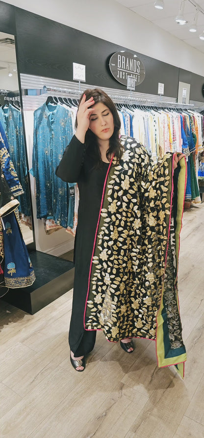 Black Gold Panni Work Dupatta