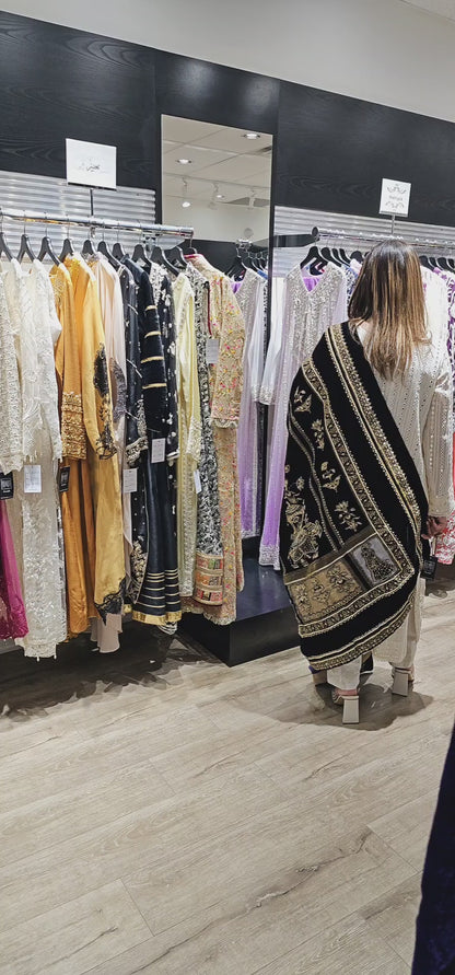 Dark Purple Velvet Rajasthani Shawl