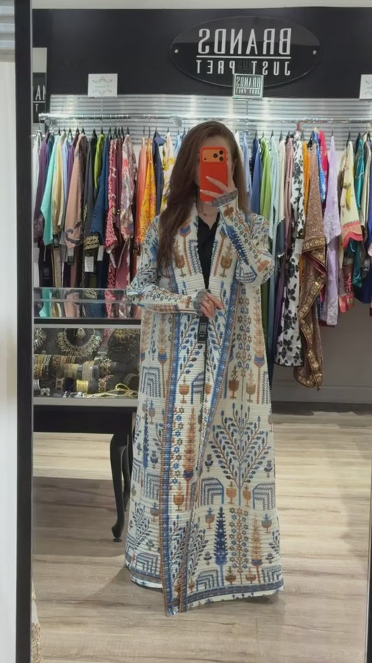 White Printed Pleated Shrug