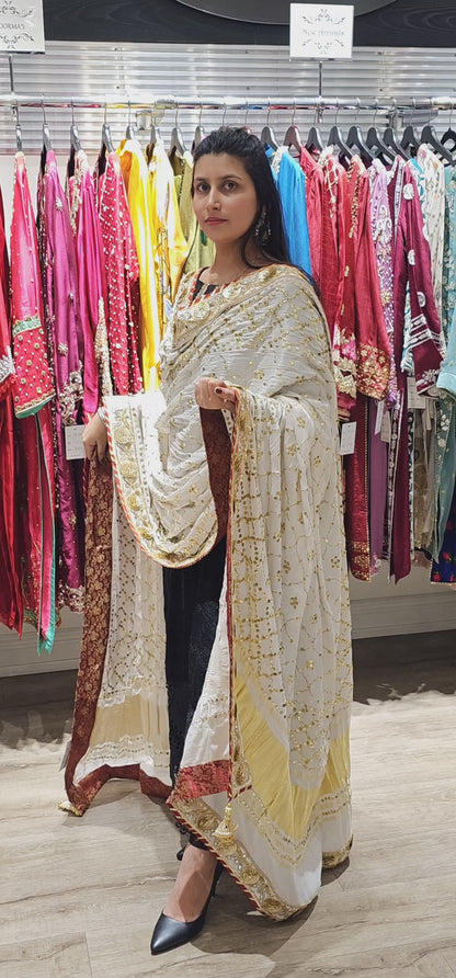RD White Gold Kamdani Dupatta