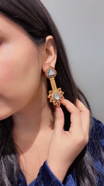 Pink Kundan leaf style