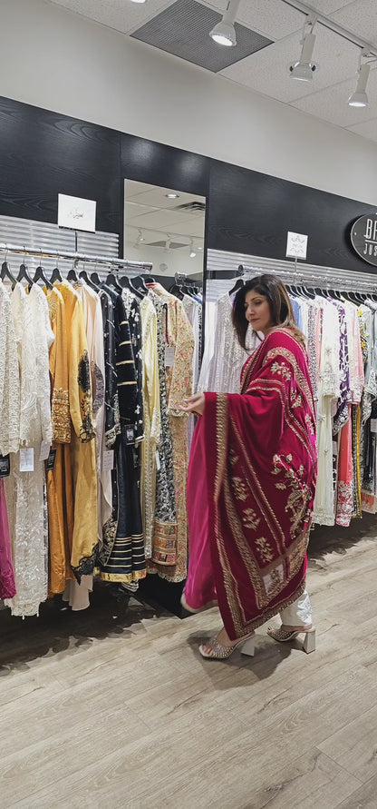 Velvet Pink Rajasthani Shawl