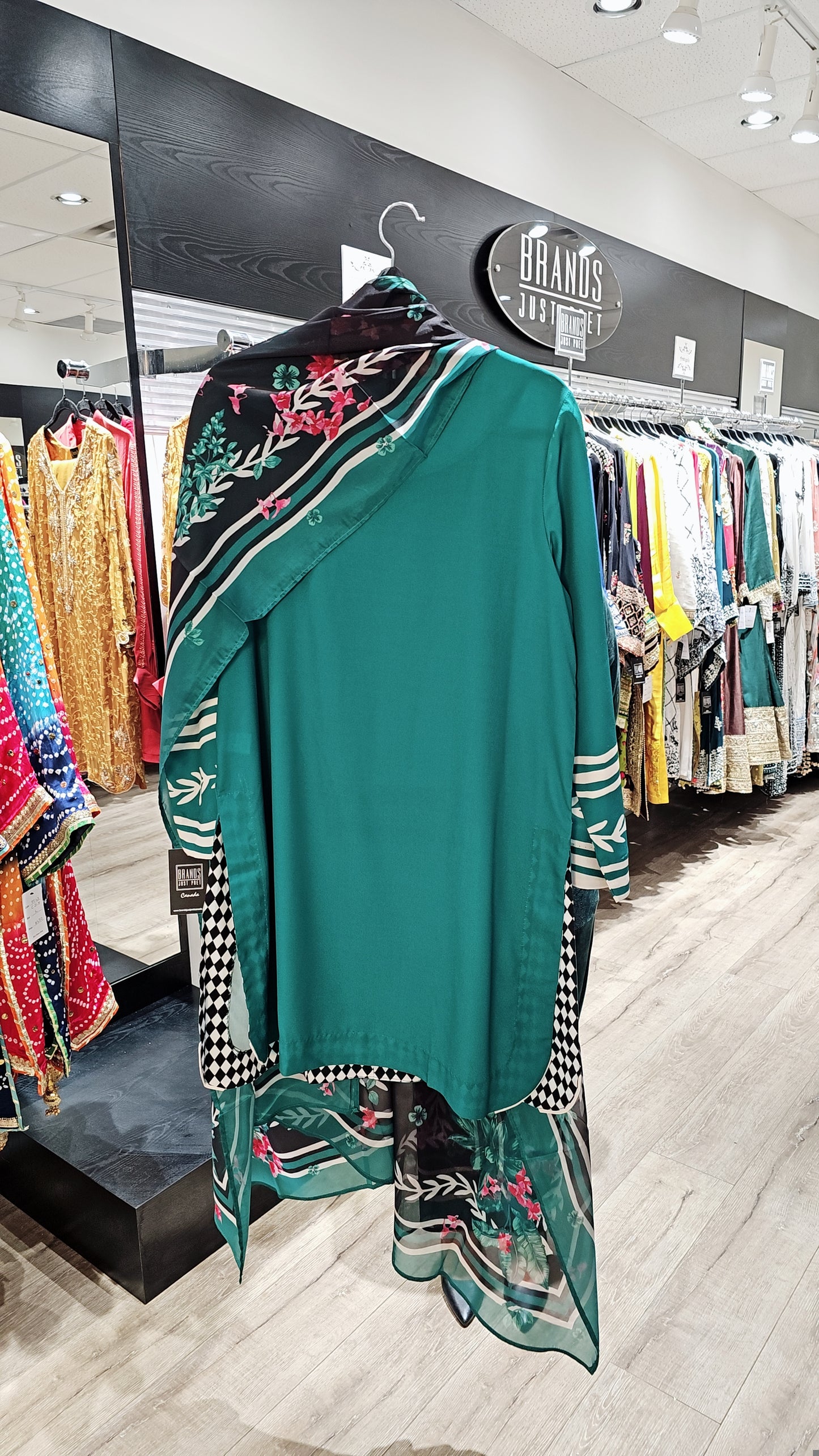 Elegant Teal Floral 3-Piece Suit