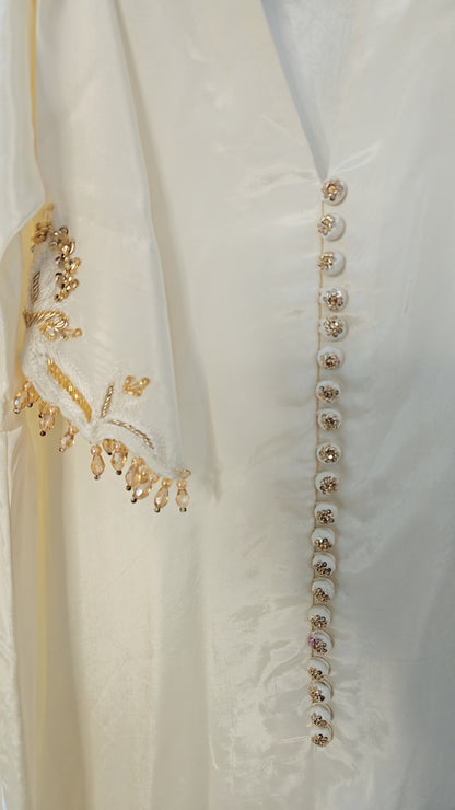 Elegant Ivory Kurta Set with Printed Dupatta