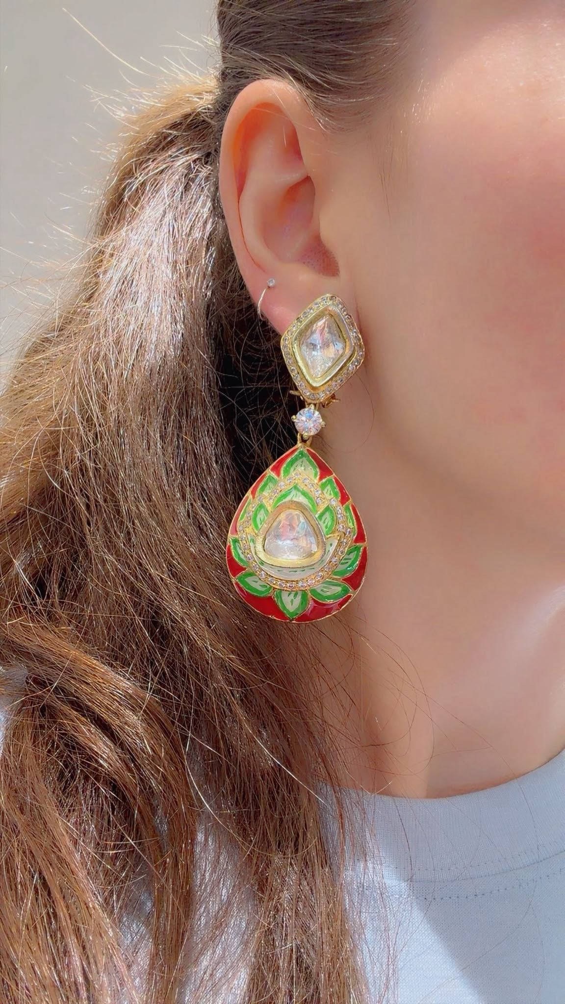 Meenakari Long Earrings
