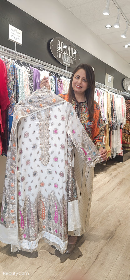 White Chiffon Banarasi